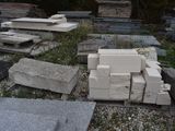 a pile of concrete blocks sitting on the ground