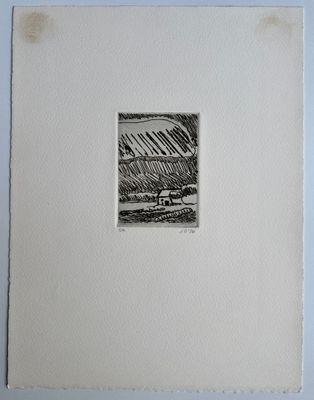 drawing of a bench in the rain on a white surface