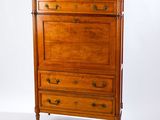 une image d'une commode en bois sur fond blanc