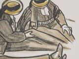 a drawing of two people sitting next to each other