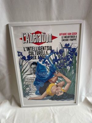 une image représentant la couverture d'un magazine sur laquelle figure une femme allongée par terre