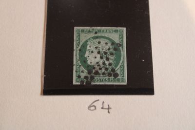 France - Timbre n°2b - 15c vert foncé, obl.