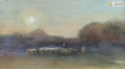 André DELARATE (1887-1953) Berger et ses moutons