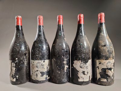 six bouteilles de vin sont alignées dans une rangée