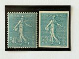 two stamps with a picture of a woman and a man on them