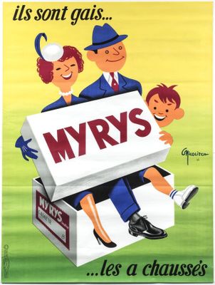 an image of a poster with a man and woman sitting in a box with a baby