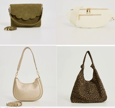 quatre modèles différents de porte-monnaie et de sacs à main sur fond blanc