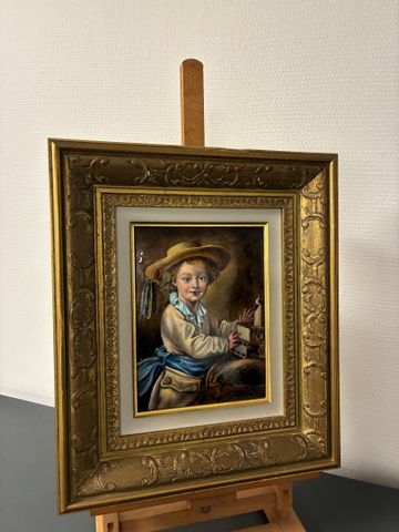 Pierre BONNET. Limoges. Émail « L’enfant, d’après F.H DROUAIS ». ...