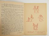 an open book with a drawing of a man and a woman on it