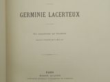 an open book with a black and white title on it
