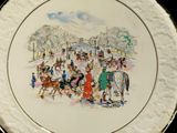 a plate with a painting of people on it