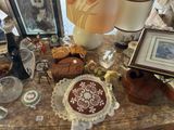 a table with a lot of stuff on it