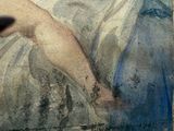 a painting of a woman laying down on a bed