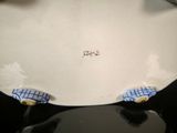 a white plate with a blue and white design on it