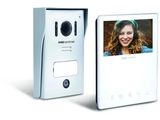 a video door phone with a picture of a woman on the screen