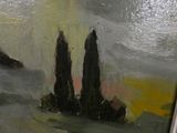 a picture of a painting of a boat in the water