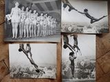 plusieurs photos en noir et blanc d'une femme réalisant une figure sur une barre