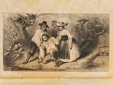 an old picture of a group of people in the woods