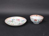 pair of chinese porcelain bowls and saucers with floral designs
