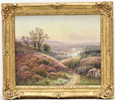 une image représentant un tableau représentant un paysage avec une rivière au loin