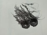 a black and white drawing of a ball of yarn