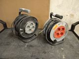 two reels that are sitting on a table