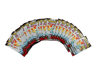 a fan of pokemon playing cards on a white background