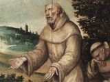 an image of a painting of a man in a monk ' s robes
