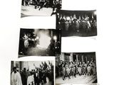 several old black and white photos of people on a city street