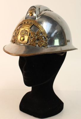 Casque de sapeur- pompiers type Adrian nickelé, plaque en la…