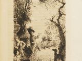 an old book with a picture of a man and a dog
