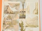 a picture of a book with pictures of mountains and trees