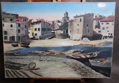 une image d'une peinture de bateaux sur l'eau