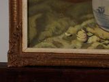 a painting of a vase with flowers in it on a table