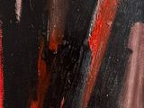 une peinture à l'huile représentant un homme en costume-cravate, avec une cravate rouge