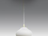 an image of a white and gold pendant light hanging from a ceiling