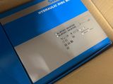 a box that has a blue and white label in it