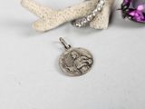 a silver pendant with a horse on it next to a starfish