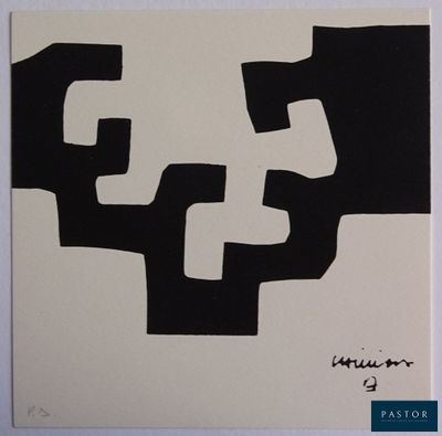 an image of a black and white painting with a cross on it