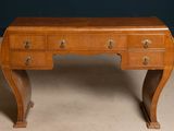 an image of a wooden desk with drawers and drawers on top of it