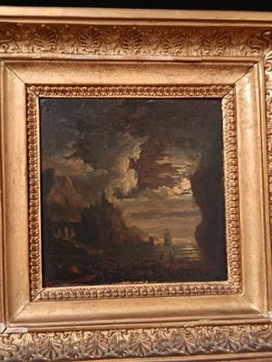 Ecole Française (XIXème siècle) "Marine sous clair de lune",…
