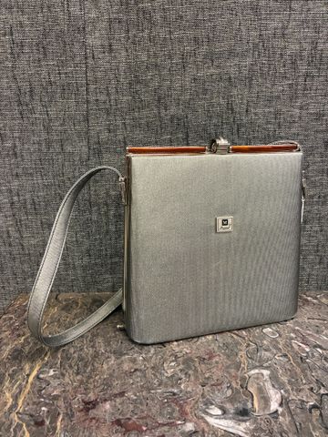 MARINAL – Sac rigide gris toile argenté, porté épaule ou main, fe...