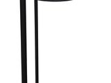a white marble table with black metal legs and a black base