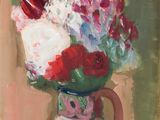 une peinture de fleurs dans un vase sur une table
