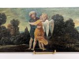 an image of a painting of an angel and a woman in a landscape