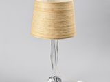 a table lamp with a lamp shade on top of it