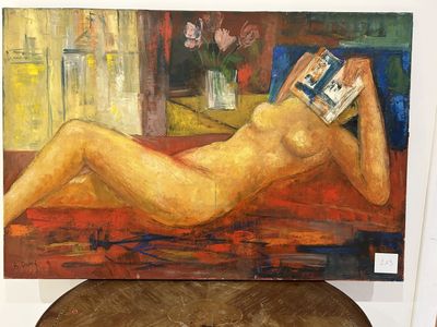 B. Davy HST SBD, femme nue à la lecture 55x81