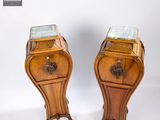 pair of antique french style bedside tables with marble top