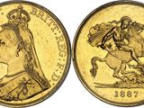 une pièce « sovereign » en or à l'effigie de la reine Victoria à cheval