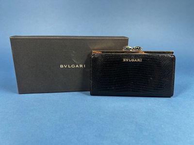 bvlgari black croc embossed leather wallet